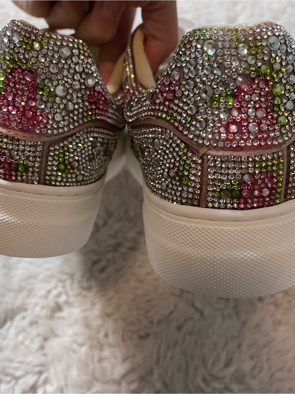 Betsey Johnson sneakers  Womens 7 White Floral Jeweled Slip On Shoes - Picture 4 of 7